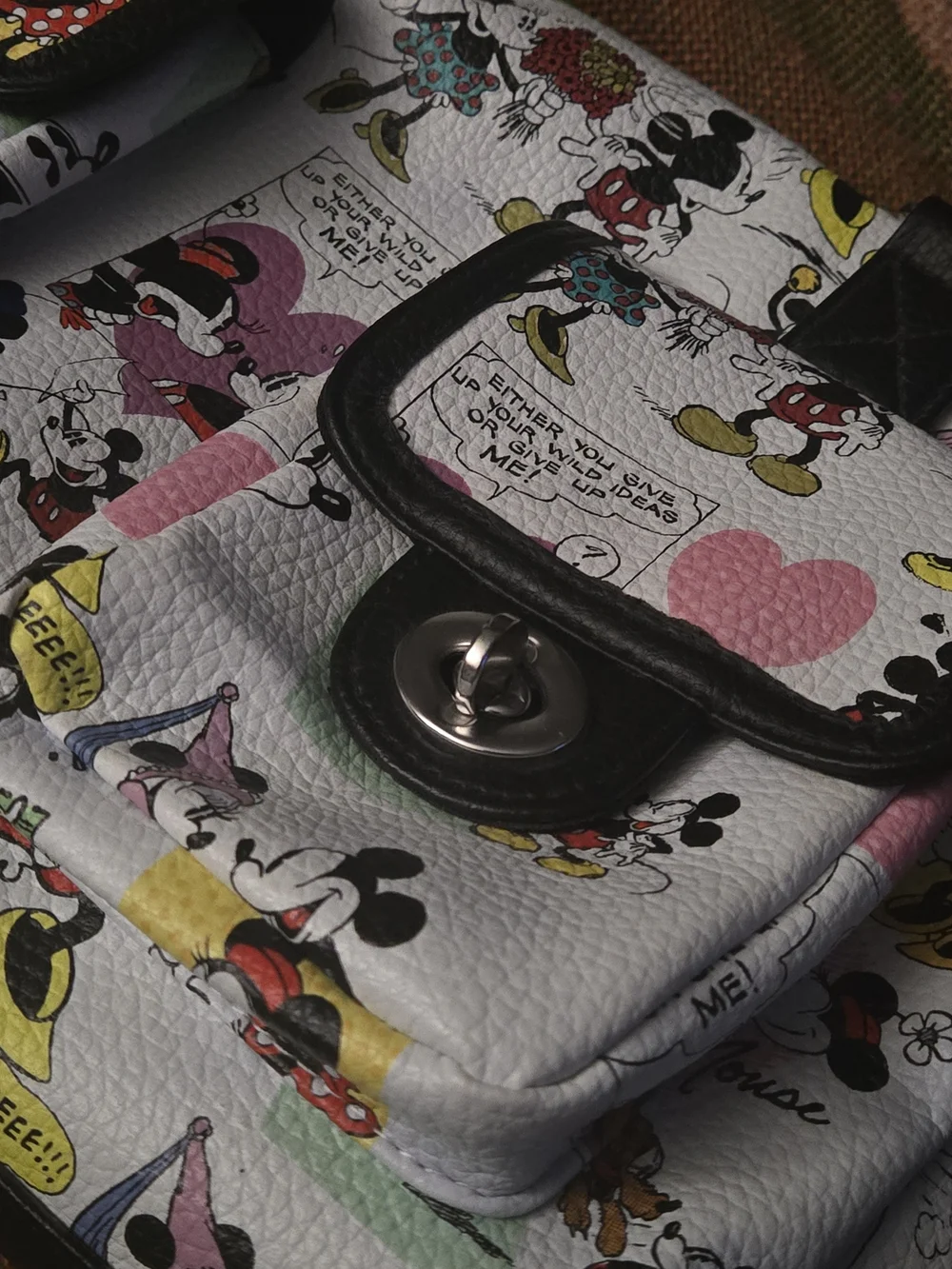 Authentic Disney Parks Comic-Print Mickey & Minnie Satchel